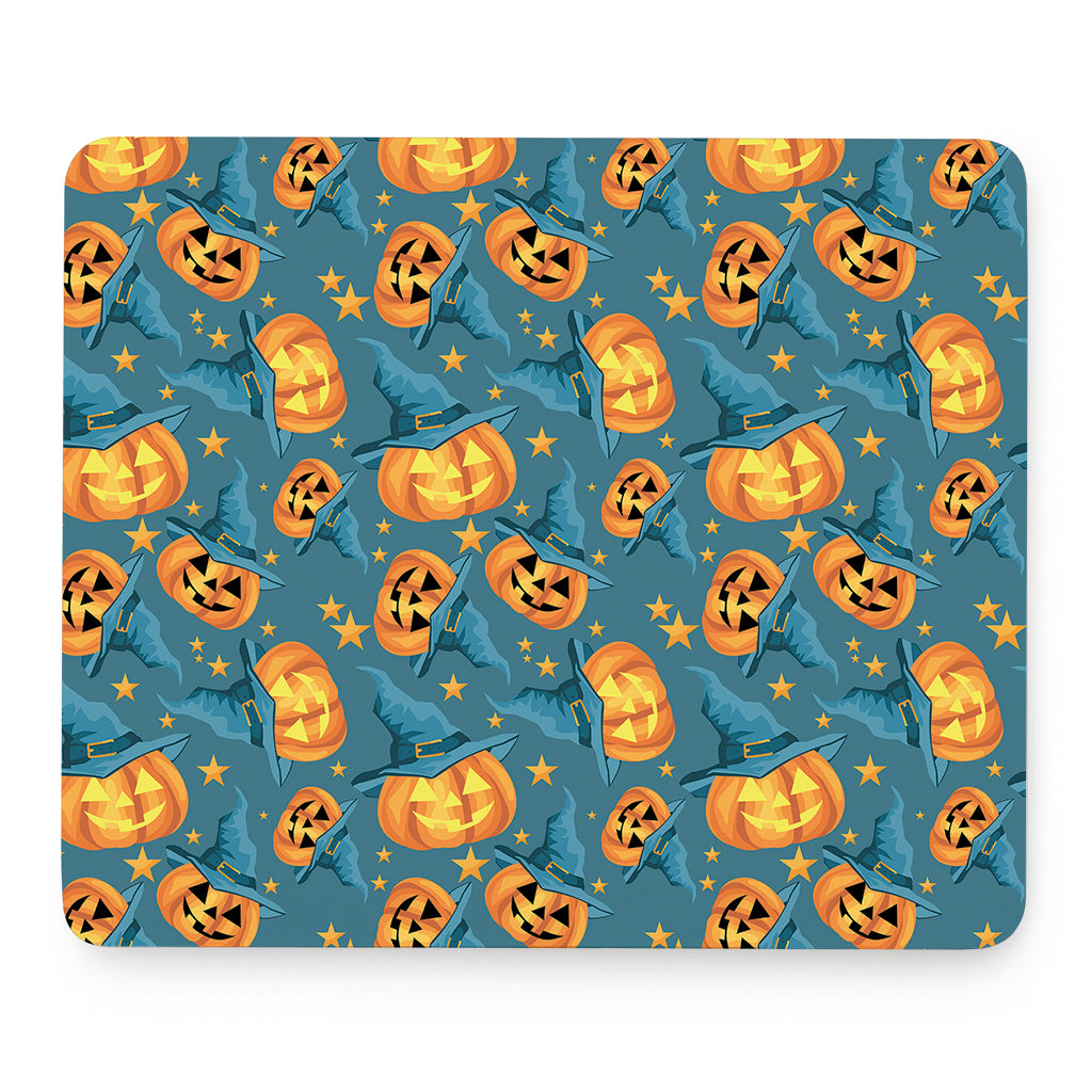 Pumpkin With Witch Hat Pattern Print Mouse Pad