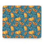 Pumpkin With Witch Hat Pattern Print Mouse Pad