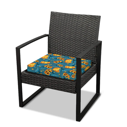 Pumpkin With Witch Hat Pattern Print Outdoor Seat Cushion Cover