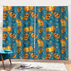 Pumpkin With Witch Hat Pattern Print Pencil Pleat Curtains