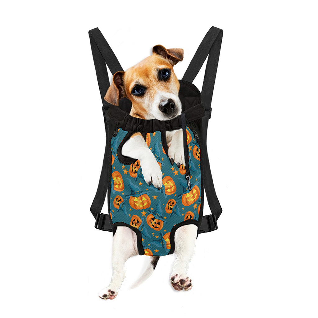 Pumpkin With Witch Hat Pattern Print Pet Carrier Backpack