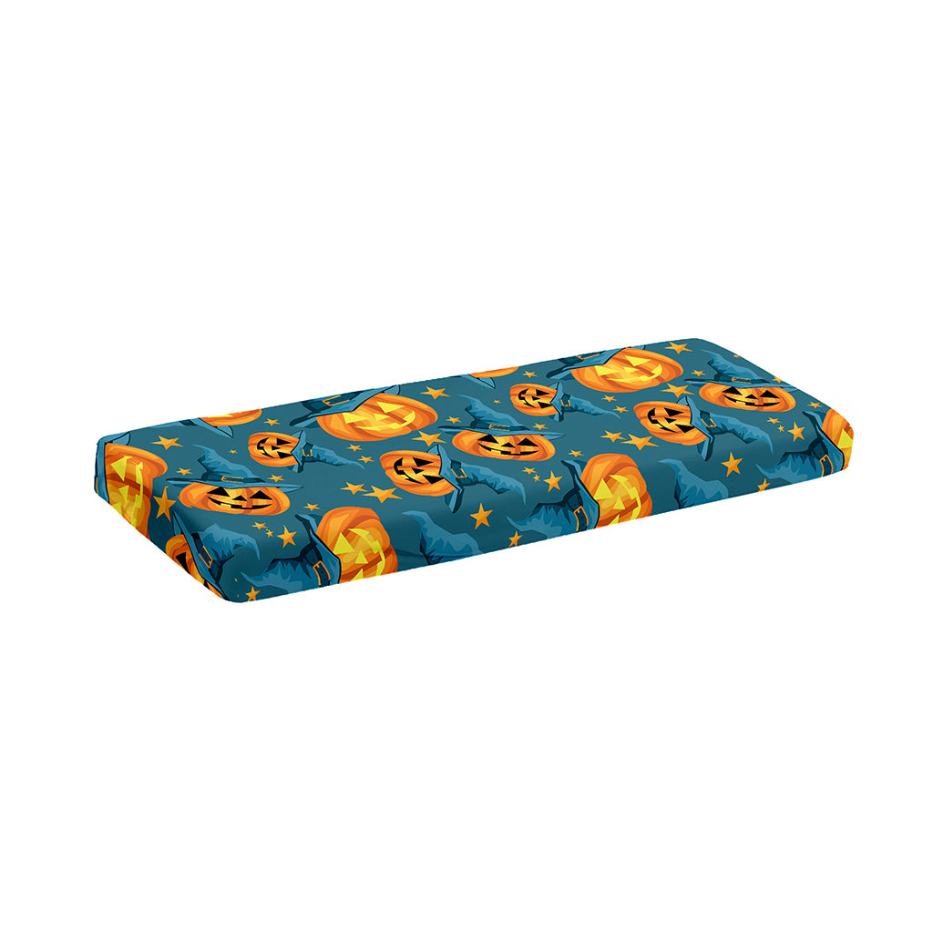 Pumpkin With Witch Hat Pattern Print Piano Keyboard Cover