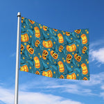 Pumpkin With Witch Hat Pattern Print Polyester Flag