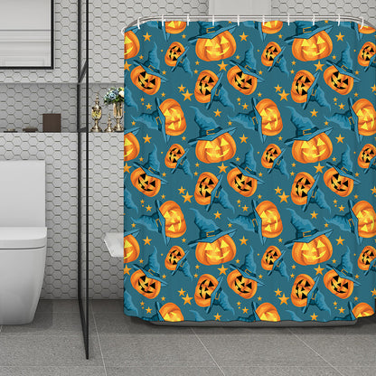 Pumpkin With Witch Hat Pattern Print Polyester Shower Curtain
