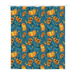 Pumpkin With Witch Hat Pattern Print Polyester Shower Curtain