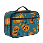 Pumpkin With Witch Hat Pattern Print Portable Lunch Bag