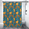 Pumpkin With Witch Hat Pattern Print Premium Shower Curtain