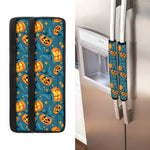 Pumpkin With Witch Hat Pattern Print Refrigerator Handle Covers