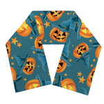 Pumpkin With Witch Hat Pattern Print Scarf