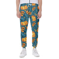 Pumpkin With Witch Hat Pattern Print Joggers