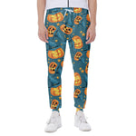 Pumpkin With Witch Hat Pattern Print Scuba Joggers