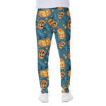 Pumpkin With Witch Hat Pattern Print Scuba Joggers