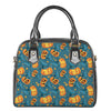 Pumpkin With Witch Hat Pattern Print Shoulder Handbag