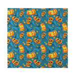 Pumpkin With Witch Hat Pattern Print Silk Bandana