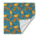 Pumpkin With Witch Hat Pattern Print Silk Bandana