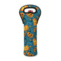 Pumpkin With Witch Hat Pattern Print Single Neoprene Wine Tote
