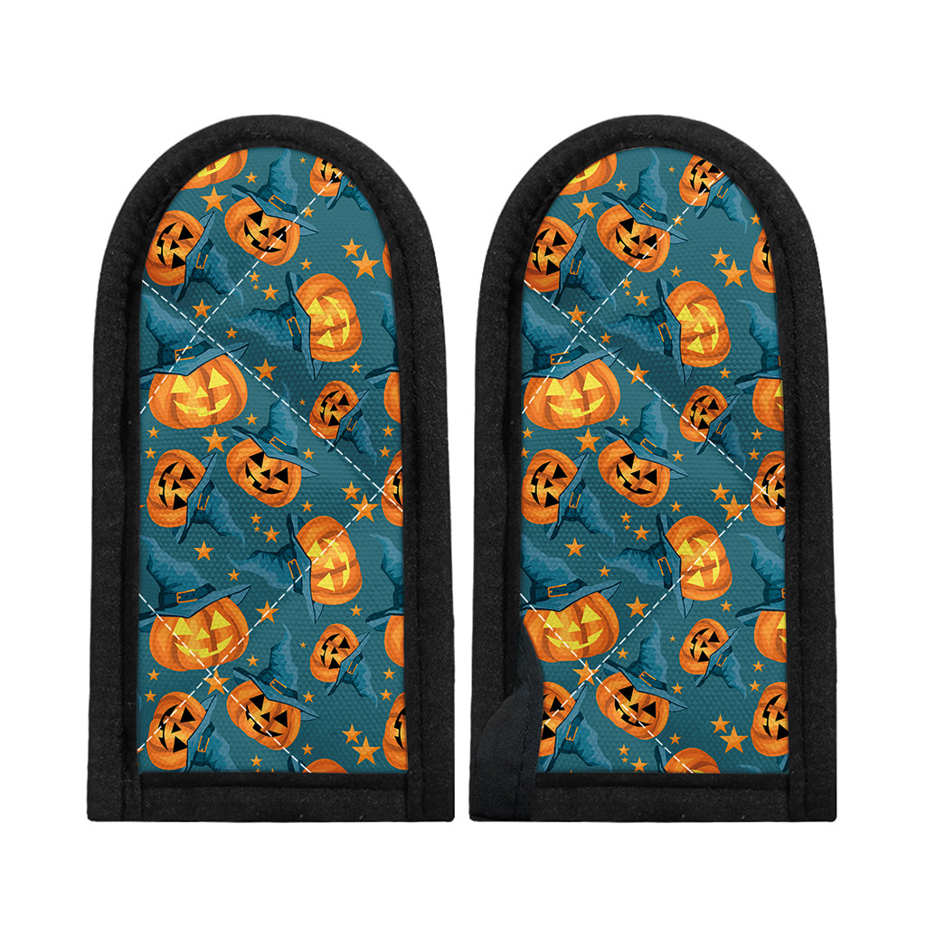 Pumpkin With Witch Hat Pattern Print Skillet Handle Cover