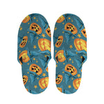 Pumpkin With Witch Hat Pattern Print Slippers