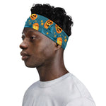 Pumpkin With Witch Hat Pattern Print Sports Headband