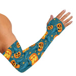 Pumpkin With Witch Hat Pattern Print Sun Protection Arm Sleeves