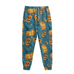 Pumpkin With Witch Hat Pattern Print Sweatpants