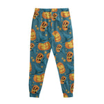 Pumpkin With Witch Hat Pattern Print Sweatpants