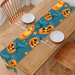 Pumpkin With Witch Hat Pattern Print Table Runner