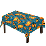 Pumpkin With Witch Hat Pattern Print Tablecloth