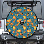 Pumpkin With Witch Hat Pattern Print Tire Cover With Camera Hole