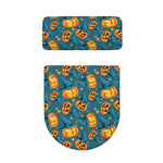 Pumpkin With Witch Hat Pattern Print Toilet Lid And Tank Cover Set