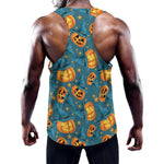 Pumpkin With Witch Hat Pattern Print Training Tank Top