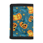 Pumpkin With Witch Hat Pattern Print Trifold Wallet