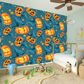 Pumpkin With Witch Hat Pattern Print Wall Sticker