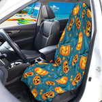Pumpkin With Witch Hat Pattern Print Waterproof Car Seat Cover