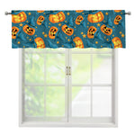 Pumpkin With Witch Hat Pattern Print Window Valance