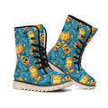Pumpkin With Witch Hat Pattern Print Winter Boots