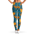 Pumpkin With Witch Hat Pattern Print Women's Leggings
