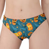 Pumpkin With Witch Hat Pattern Print Women's Panties