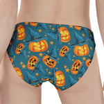 Pumpkin With Witch Hat Pattern Print Women's Panties