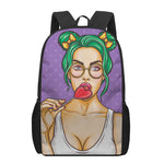 Punk Girl And Lollipop Print 17 Inch Backpack