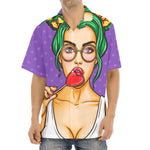 Punk Girl And Lollipop Print Aloha Shirt