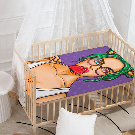 Punk Girl And Lollipop Print Baby Crib Sheet