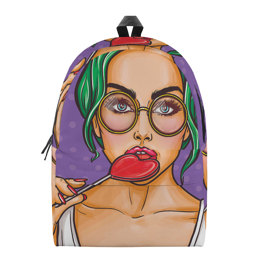Punk Girl And Lollipop Print Backpack