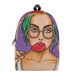Punk Girl And Lollipop Print Backpack