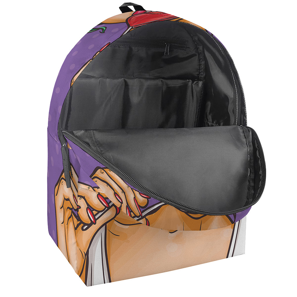 Punk Girl And Lollipop Print Backpack