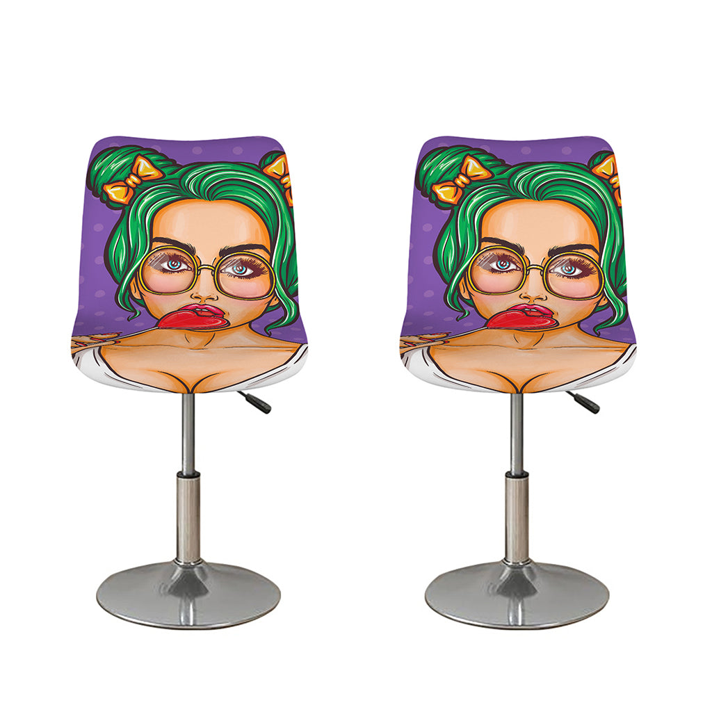 Punk Girl And Lollipop Print Bar Stool Covers