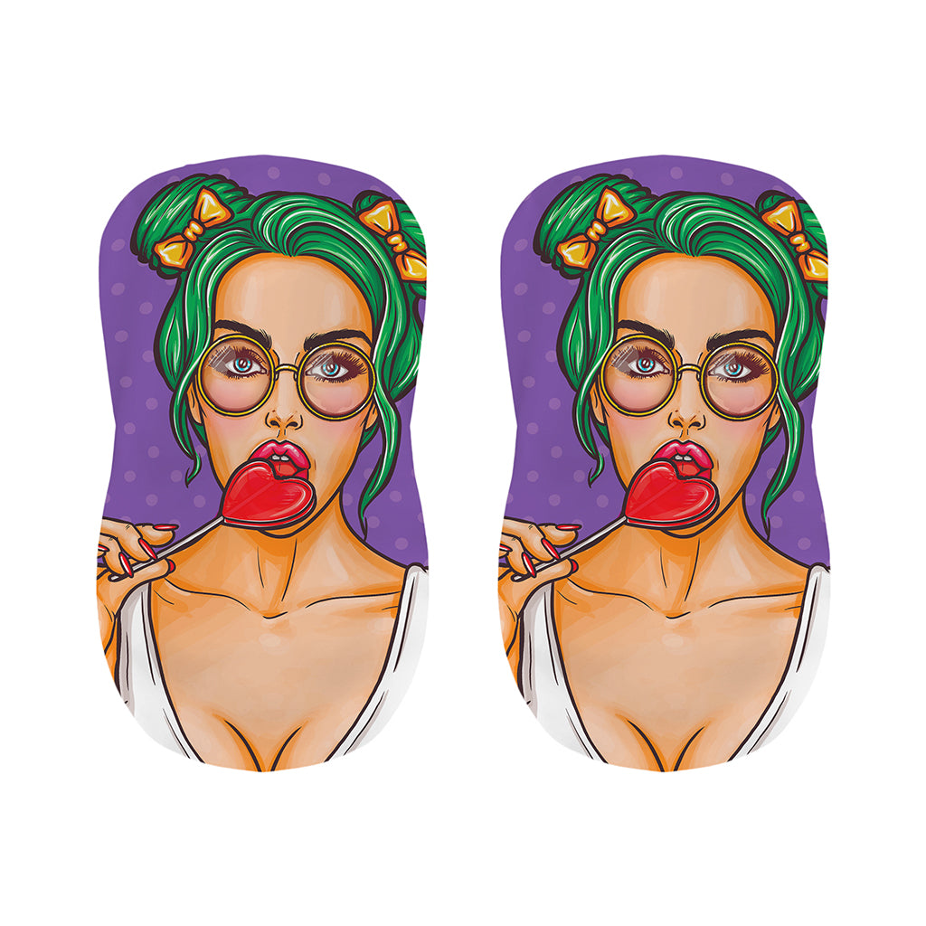 Punk Girl And Lollipop Print Bar Stool Covers