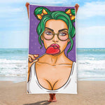 Punk Girl And Lollipop Print Beach Towel