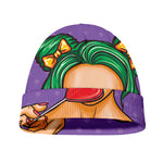 Punk Girl And Lollipop Print Beanie