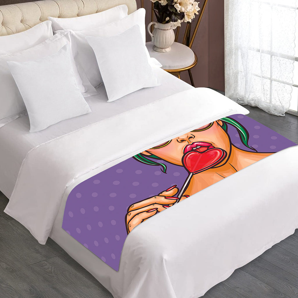Punk Girl And Lollipop Print Bed Runner